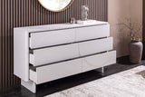 Sideboard SAVOY 150cm 3D white w/ white marble ceramic top