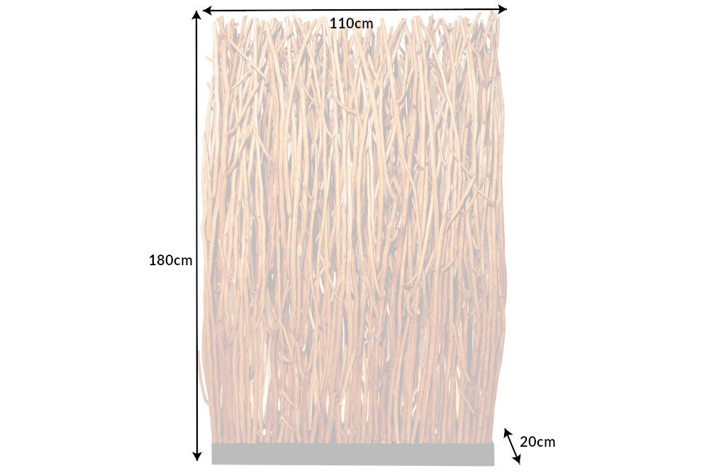 Lampadaire NATURAL PARAVENT 180 cm en bois de longane naturel avec source lumineuse