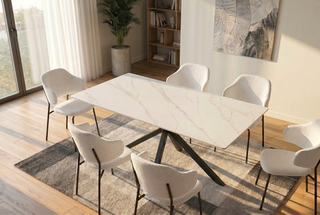 Dining table GALAXIE 160cm w/ star frame ceramic white