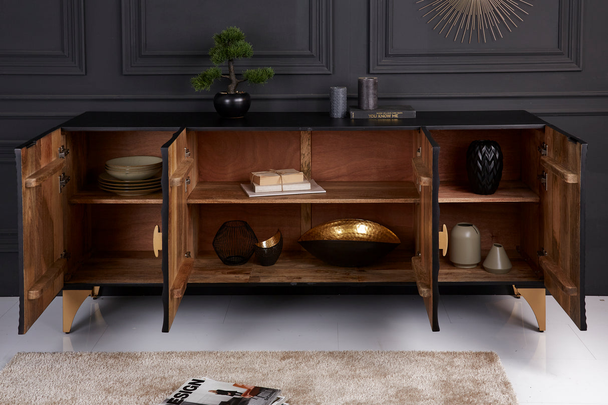 Sideboard GOLDEN SUNSET 180cm 3D mango schwarz