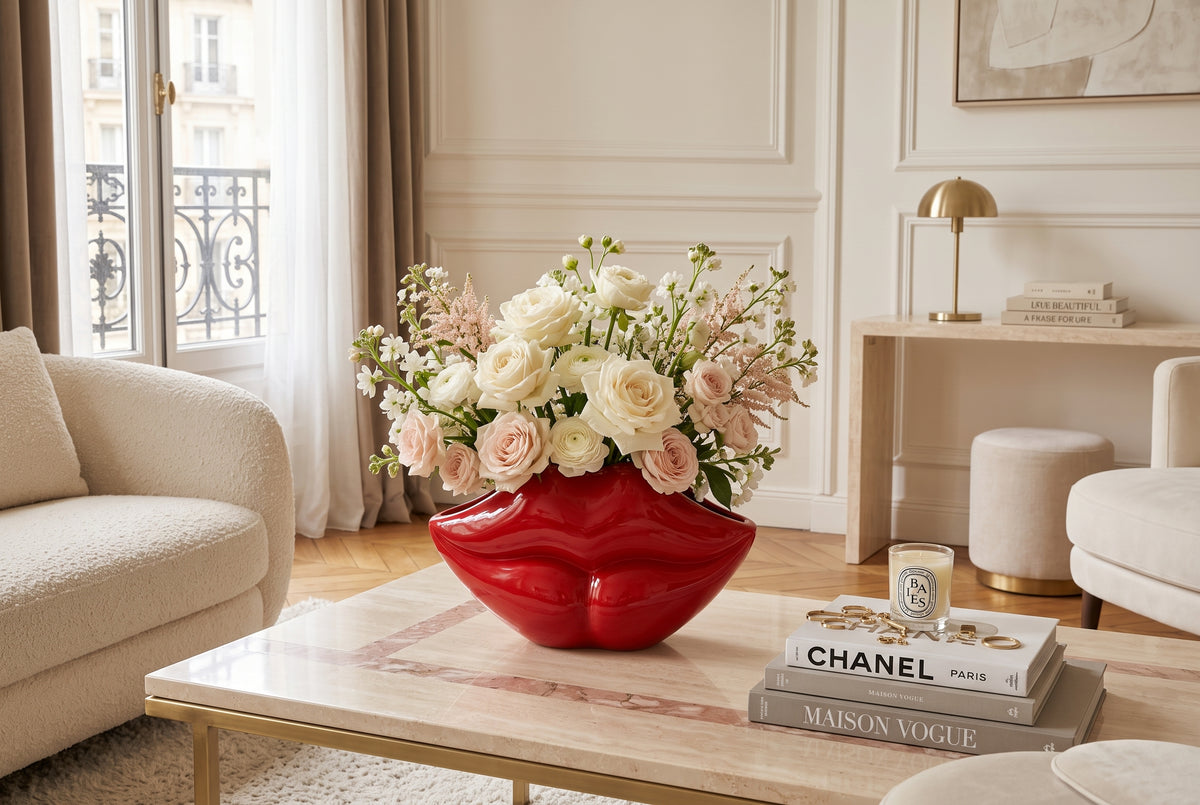 Glamour decoration vase LIP 40cm lips red
