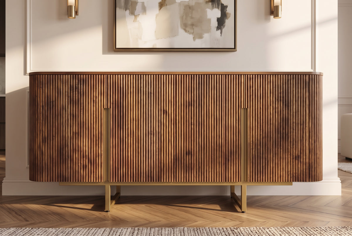 Sideboard GATSBY 160cm retro style mango wood brown gold