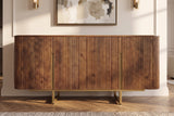 Sideboard GATSBY 160cm retro style mango wood brown gold