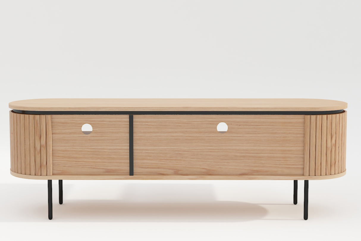 TV-Board ATELIER 160cm natural oak wood look w/ black legs