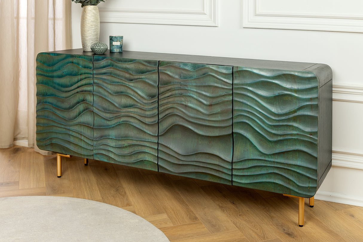 Sideboard WAVE 160cm turquoise mango wood