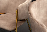 Stuhl NOBLESSE mit Armlehnen Samt champagner beige goldene Beine