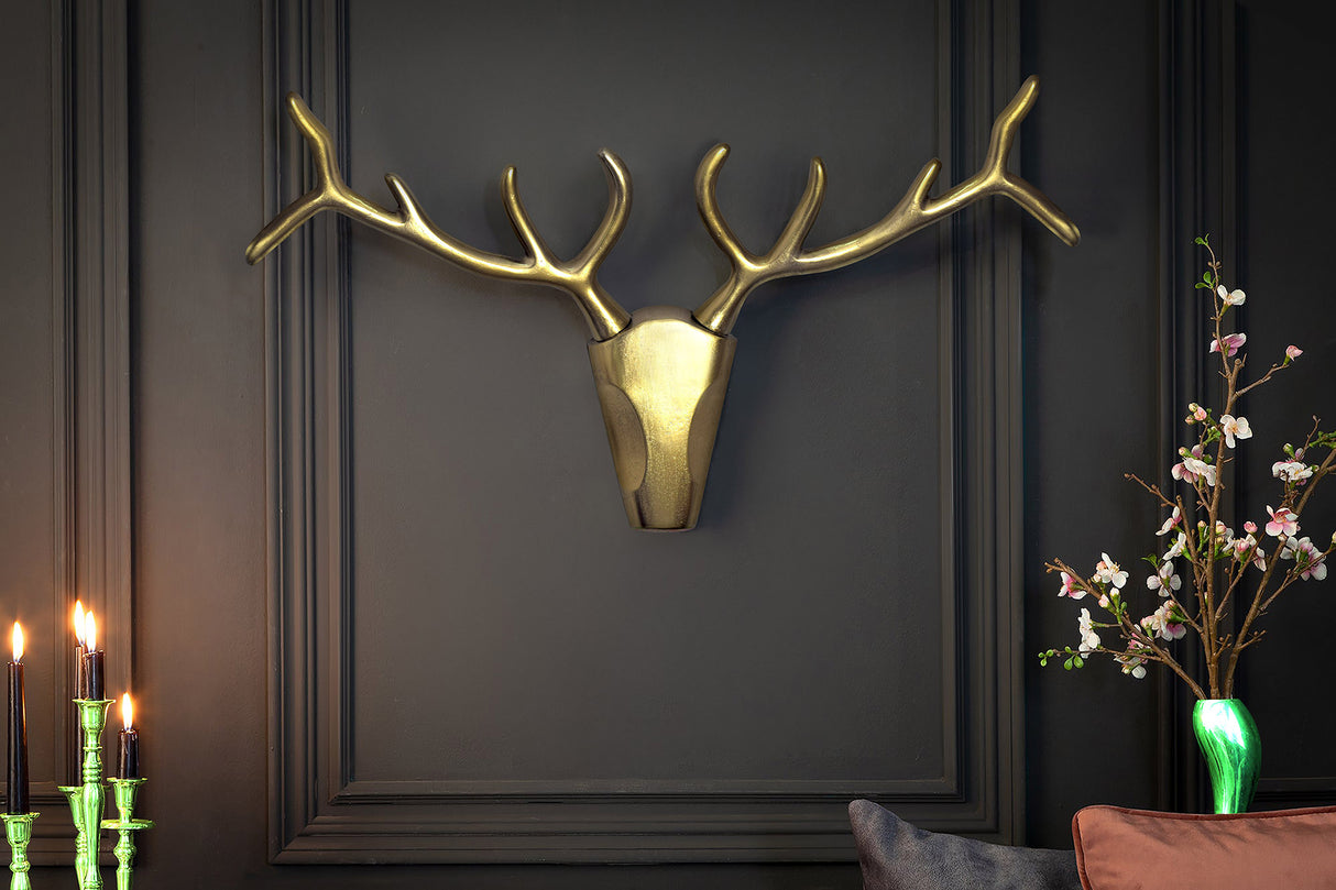 Hirschgeweih VEADO 90cm Aluminium gold