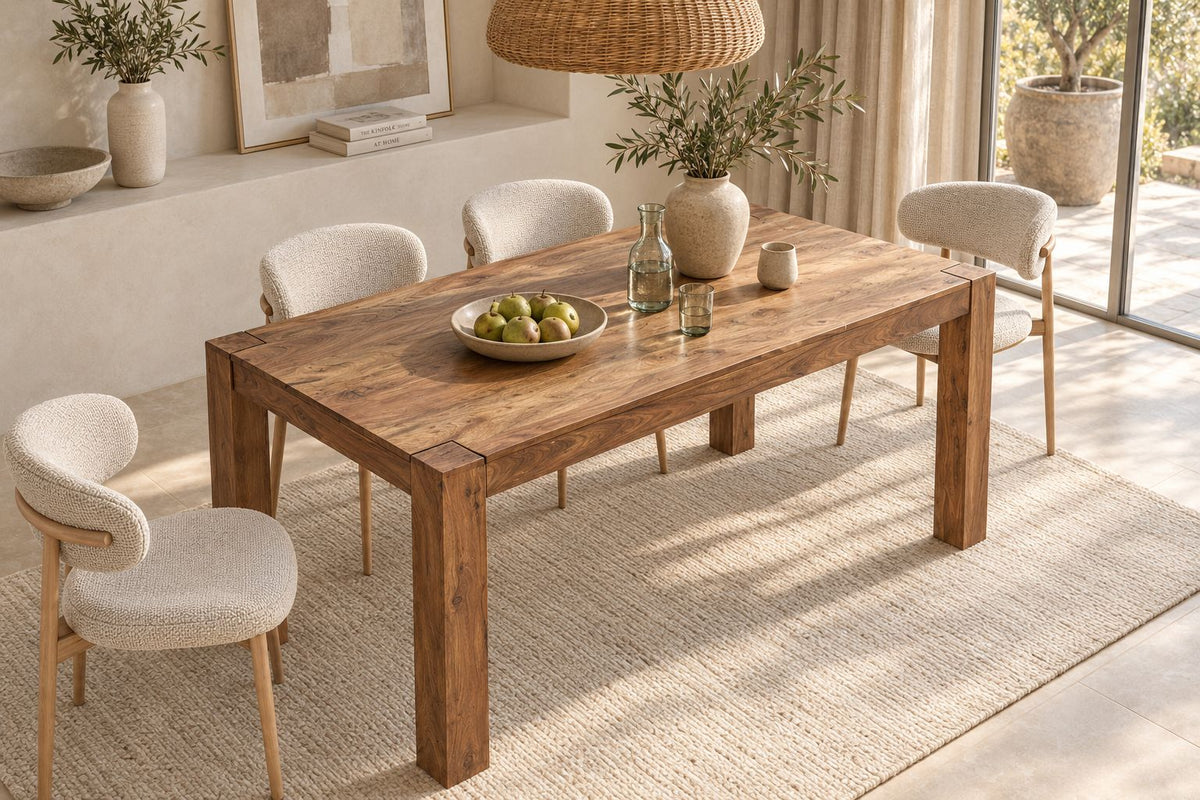 Esstisch MAKASSAR 160cm Sheesham Holz braun stone finish