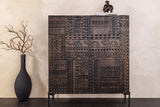 Highboard TRIBAL 120cm 3D Antik-Look Mangoholz dunkelbraun