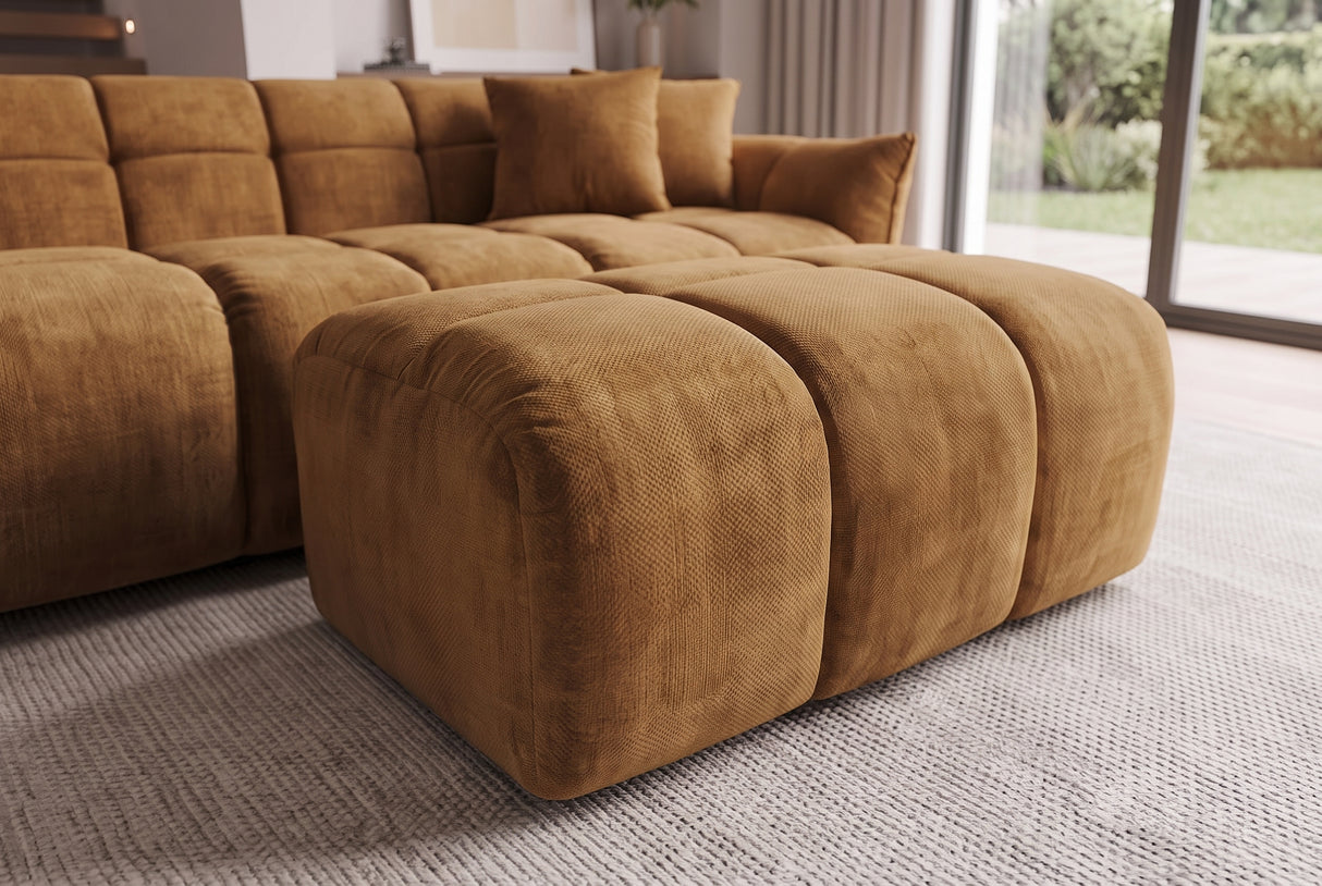 Hocker CLOUD 100cm Samt Senfgelb
