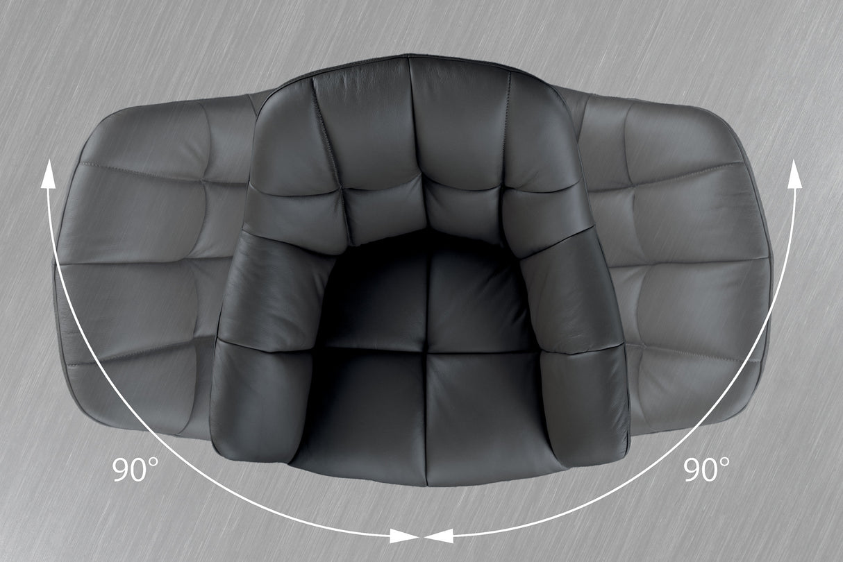 Swivel chair PAPILLON rotatable 180° with armrests leather black