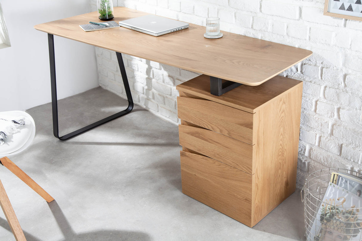 Desk STUDIO 160cm oak-look w/ cabinet