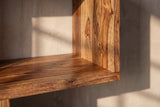 Shelf MAKASSAR XL 150cm asymmetrical open shelving sheesham wood brown stone finish