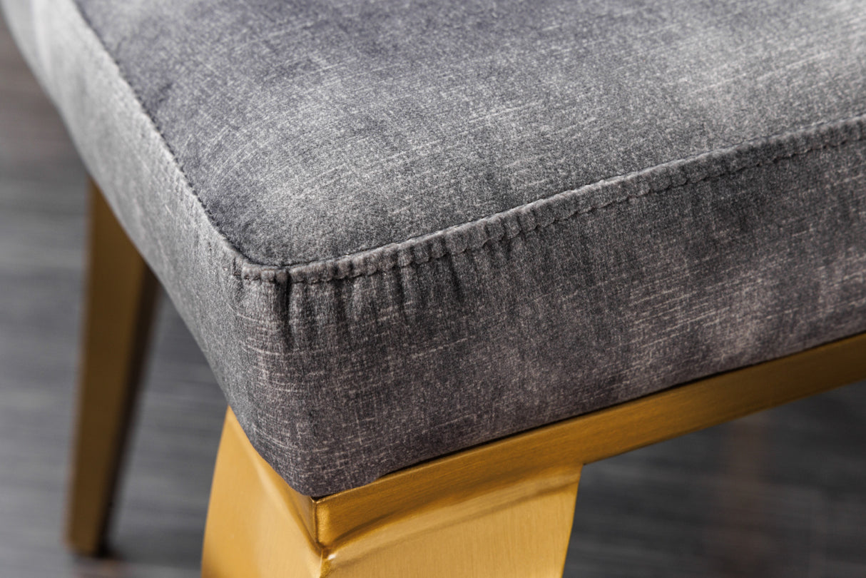 Chair MODERN BAROCK with lion´s head velvet grey golden legs in baroque style