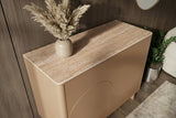 Highboard SAVOY 130cm 3D natural w/ travertine marble ceramic top