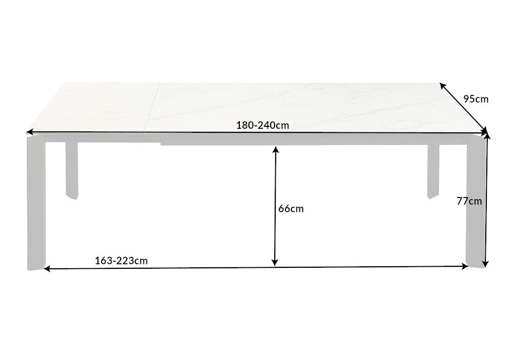 Esstisch X7 180-240cm Marmoroptik weiß Keramik Hartglas