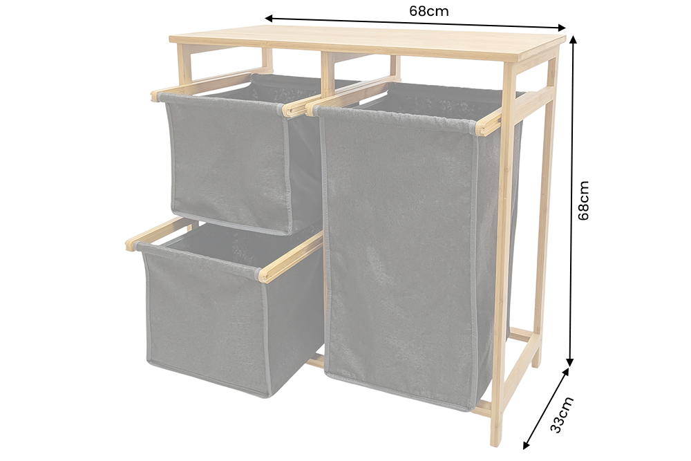 Laundry basket LAGOON SPA 70cm bamboo natural dark grey