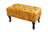 Fußhocker CHESTERFIELD Antik-Look Samt senfgelb