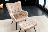 Armchair SCANDINAVIA with armrests velvet champagne