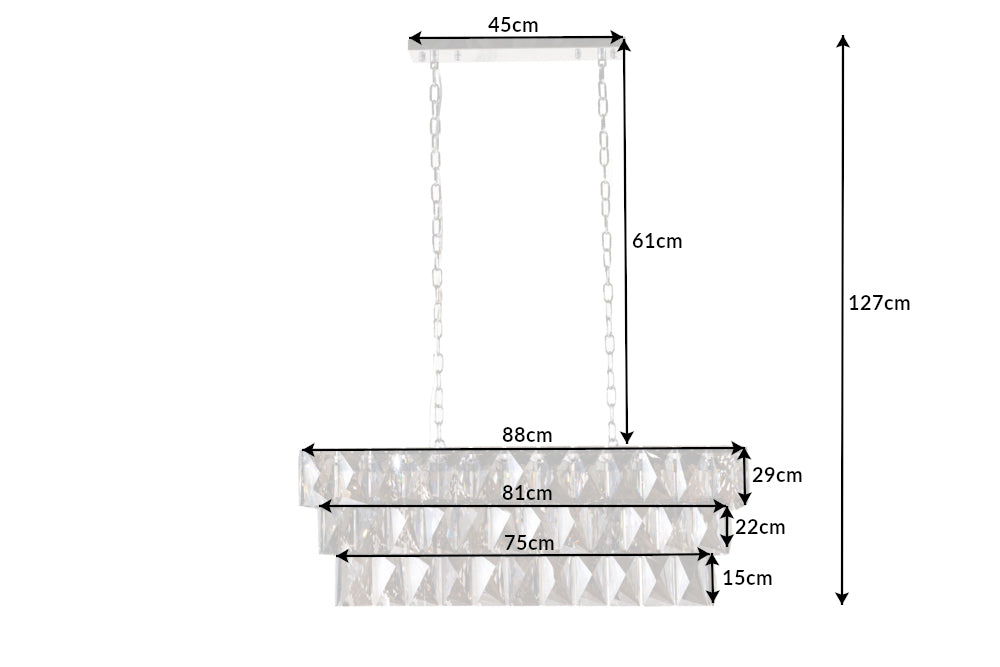 Pendelleuchte KRISTALL 90cm edelgrau