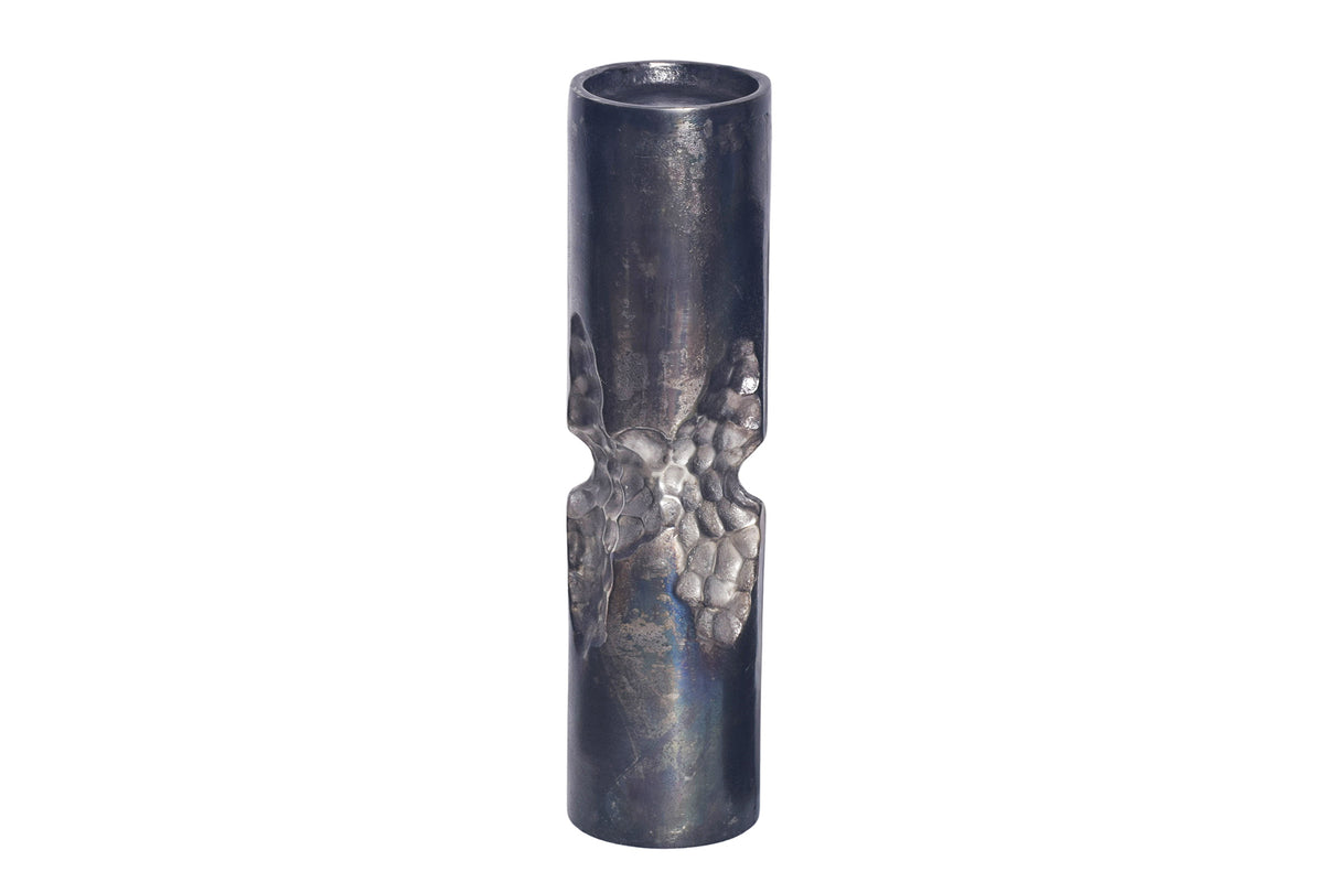 Vase PRECIOUS 50cm hammer stroke effect black silver