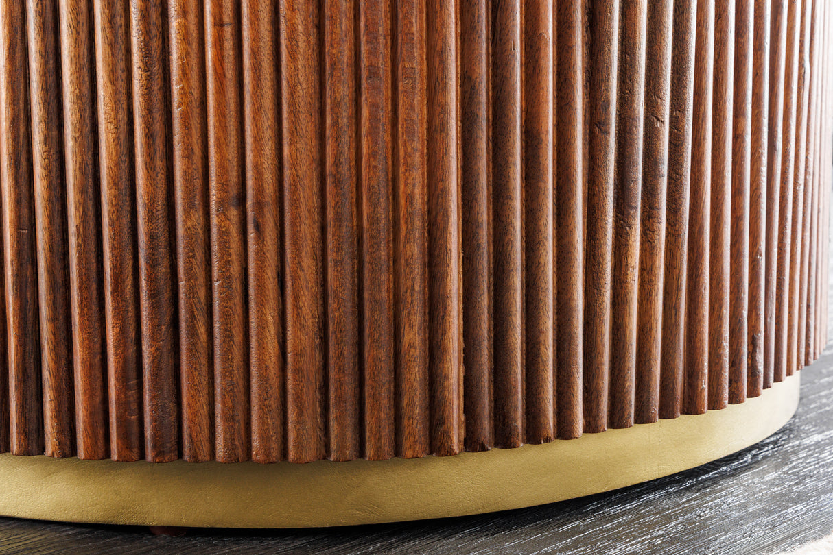 Dining table GATSBY 140cm round mango wood marble