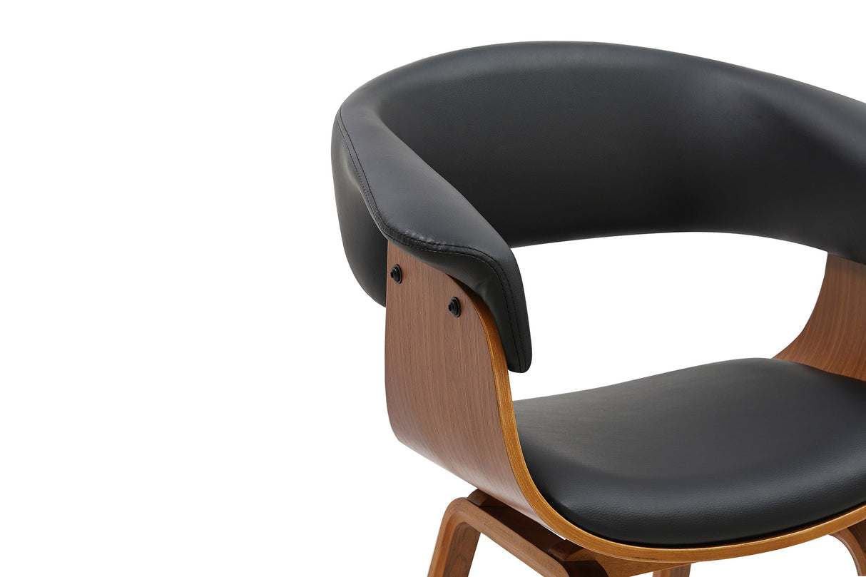 Stuhl ORGANIC Kunstleder schwarz und Walnussholzoptik