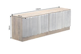 TV-Board ZALVERO 150cm Mangoholz Aluminiumfront natur silber