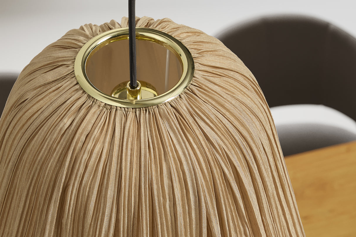 Pendelleuchte ORGANIC 45cm Stoff natur gold im Boho Style