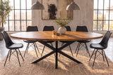 Esstisch GALAXIE 240cm oval Sheeshamholz braun Stein-Finish mit schwarzem Sterngestell