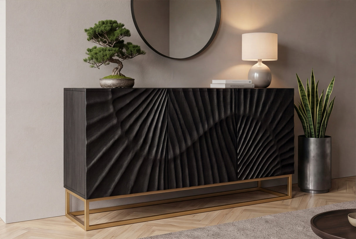 Sideboard SCORPION 140cm 3D mango schwarz
