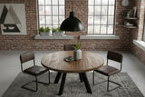 Dining table IRON CRAFT Ø 120cm round mango wood taupe brown w/ black legs