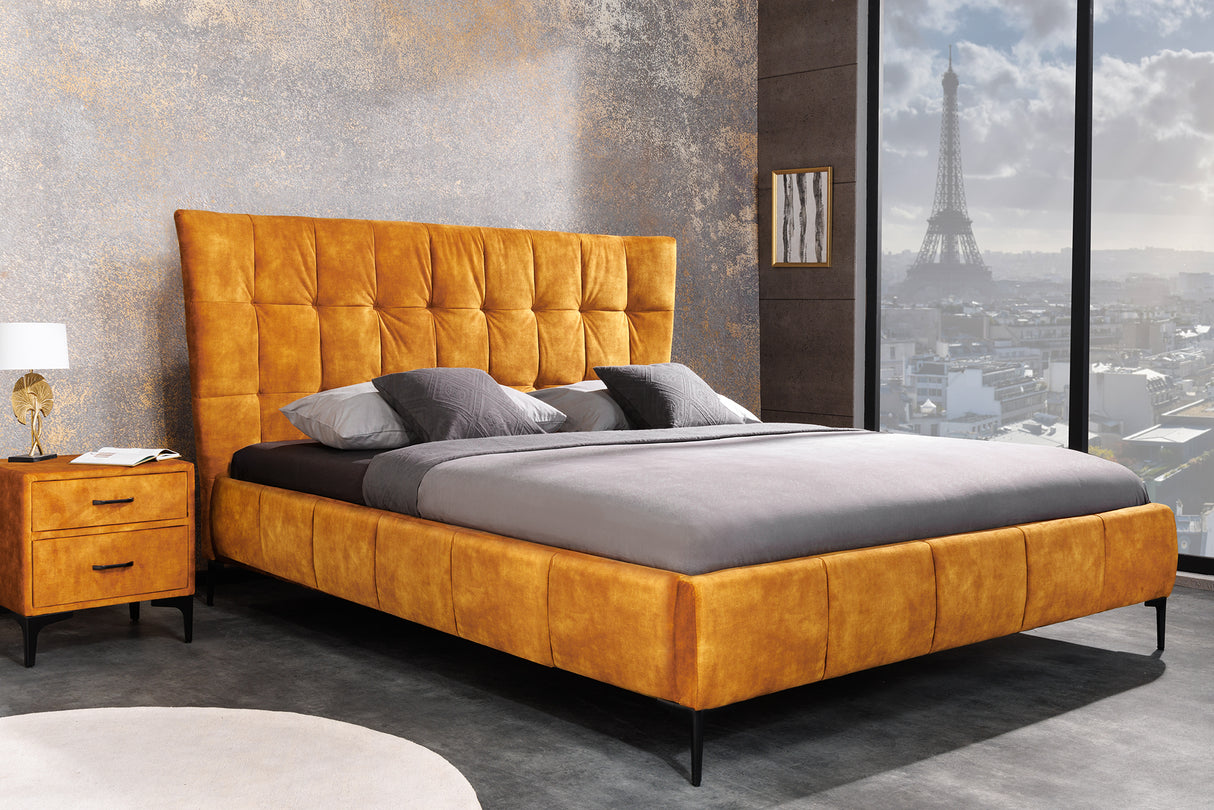 Bett BOUTIQUE 160x200cm Samt senfgelb