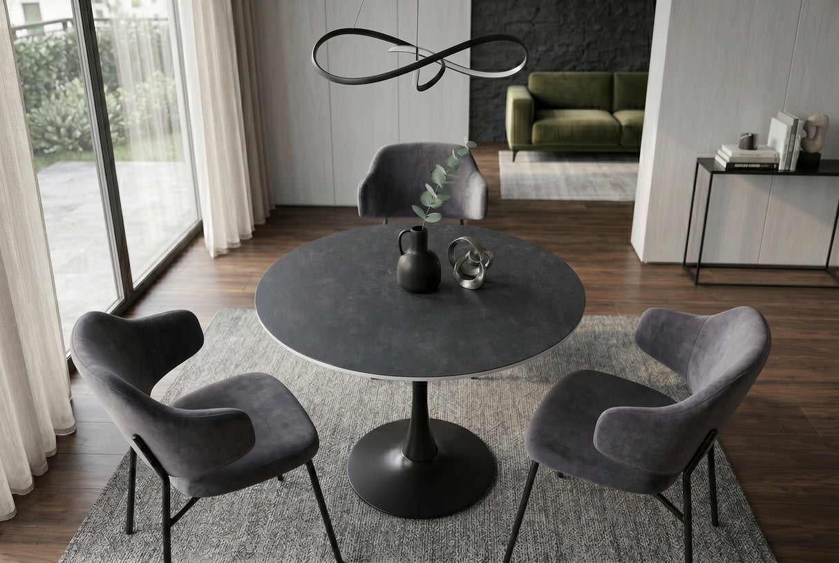 Bistro table LYON 80cm round ceramic grey
