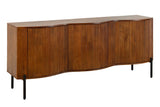 Sideboard GRANDEUR 180cm 3D Retro-Stil Mangoholz braun mit schwarzen Metallbeinen