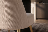 Chair MIA CASA brushed metal legs cord beige champagne gold