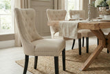 Chair CASTLE w/ comfort handle linen fabric beige in baroque style