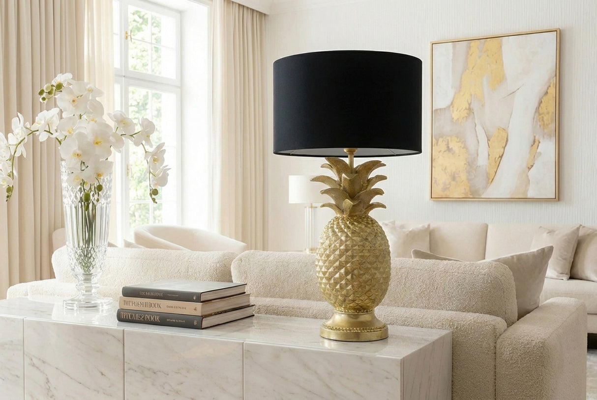 Table lamp PINEAPPLE 50cm w/ shade gold black