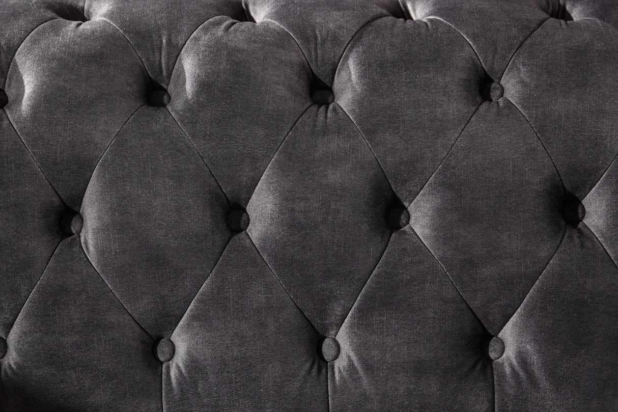 Sofa CHESTERFIELD 205cm 3-Sitzer Samt grau