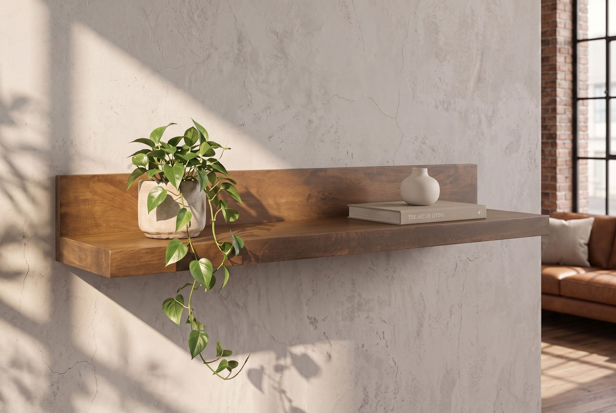 Wall shelf MAKASSAR 110cm mango wood brown honey finish