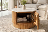 Couchtisch TRES CHIC Ø 60cm rund Mangoholz natur mit weißer Marmorplatte