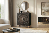 Highboard GOLDEN SUNSET 120cm 3D Mangoholz schwarz gold