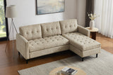Ecksofa STOCKHOLM 220cm 3-Sitzer Federkern Strukturstoff beige