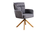 Swivel chair BIG GEORGE 360° auto return textured fabric grey w/ oak wood frame