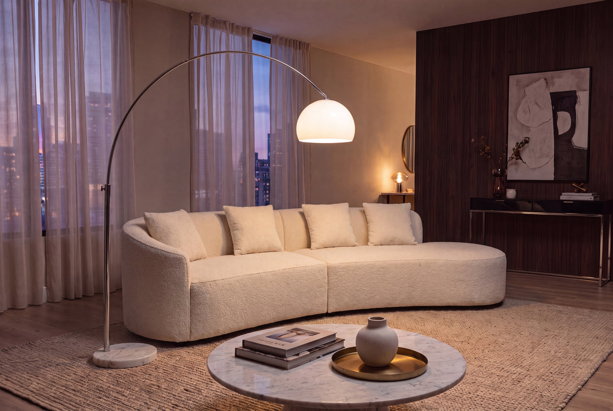 Floor lamp BIG BOW 175-205cm white w/ marble base