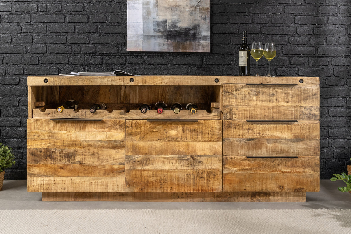 Sideboard IRON CRAFT 175cm Mangoholz Weinregal