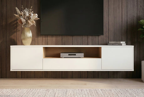 TV-Wand LOFT 150 cm hängend weiß natur