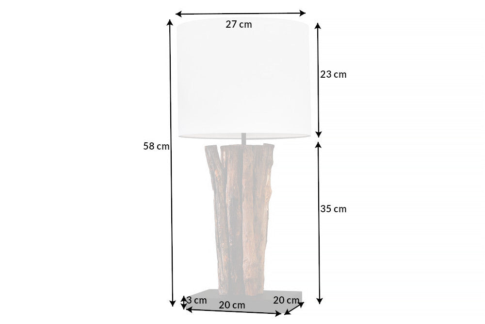 Table lamp PERIFERE 60cm teak wood cotton lampshade