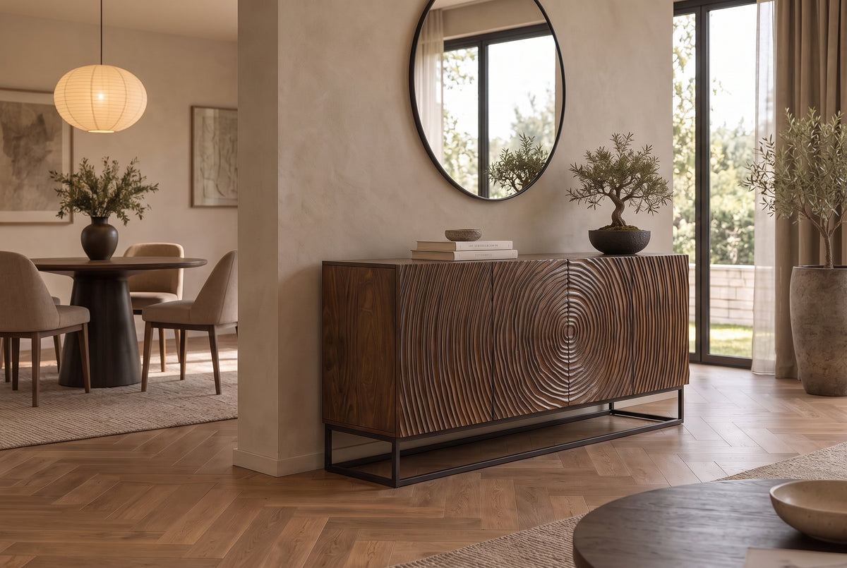 Sideboard ZEN CIRCLE 160cm 3D mango wood dark brown