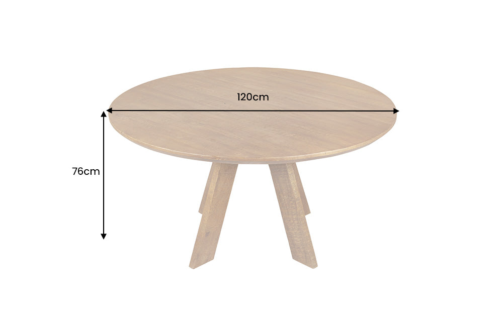 Esstisch ART WOOD Ø 120cm rund Mangoholz braun honigfarbenes Finish